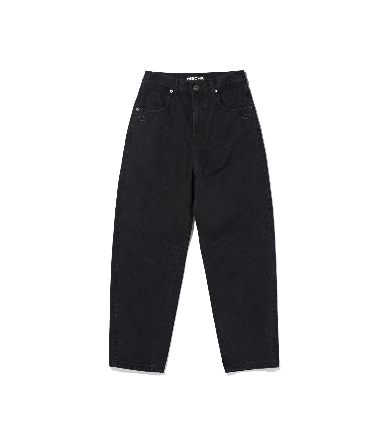 RHOMBUS SLOUCHY WASHED JEANS (BLACK)