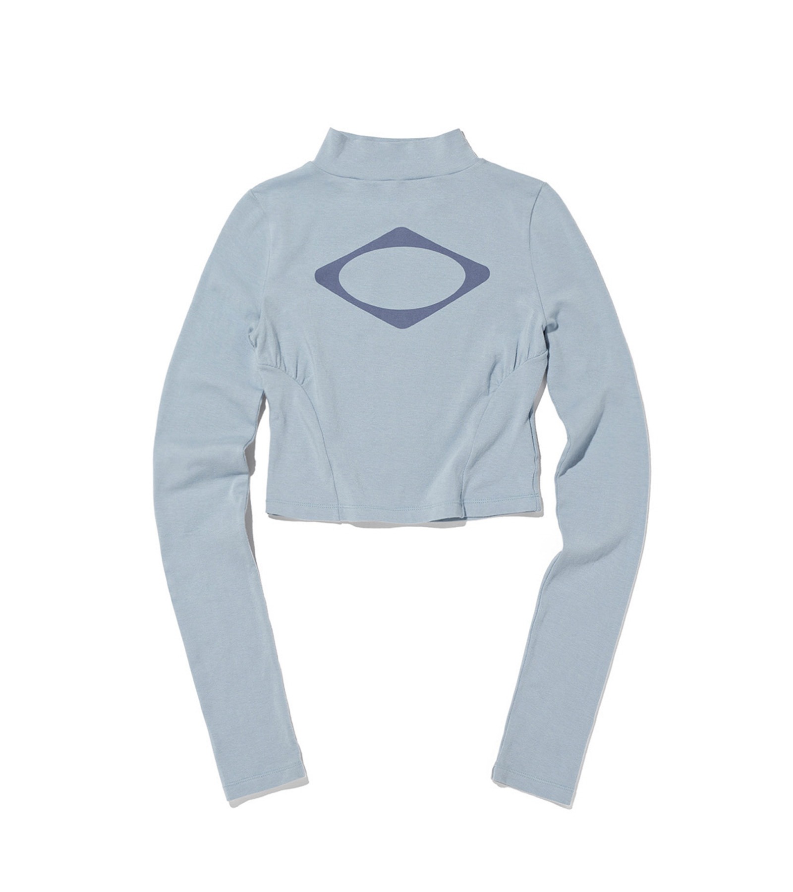 FITTED MOCK NECK LONG SLEEVE TOP (GREYISH BLUE)
