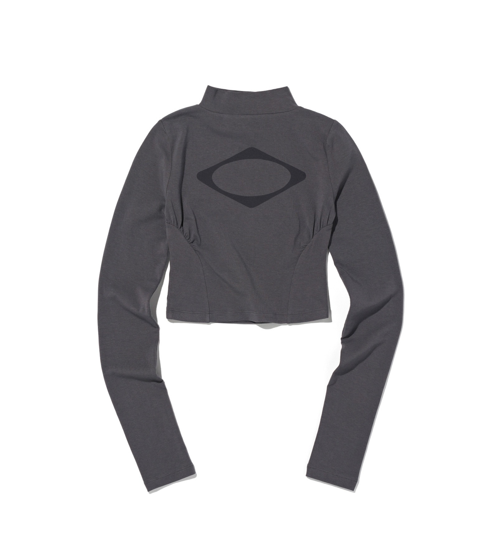 FITTED MOCK NECK LONG SLEEVE TOP (CHARCOAL)