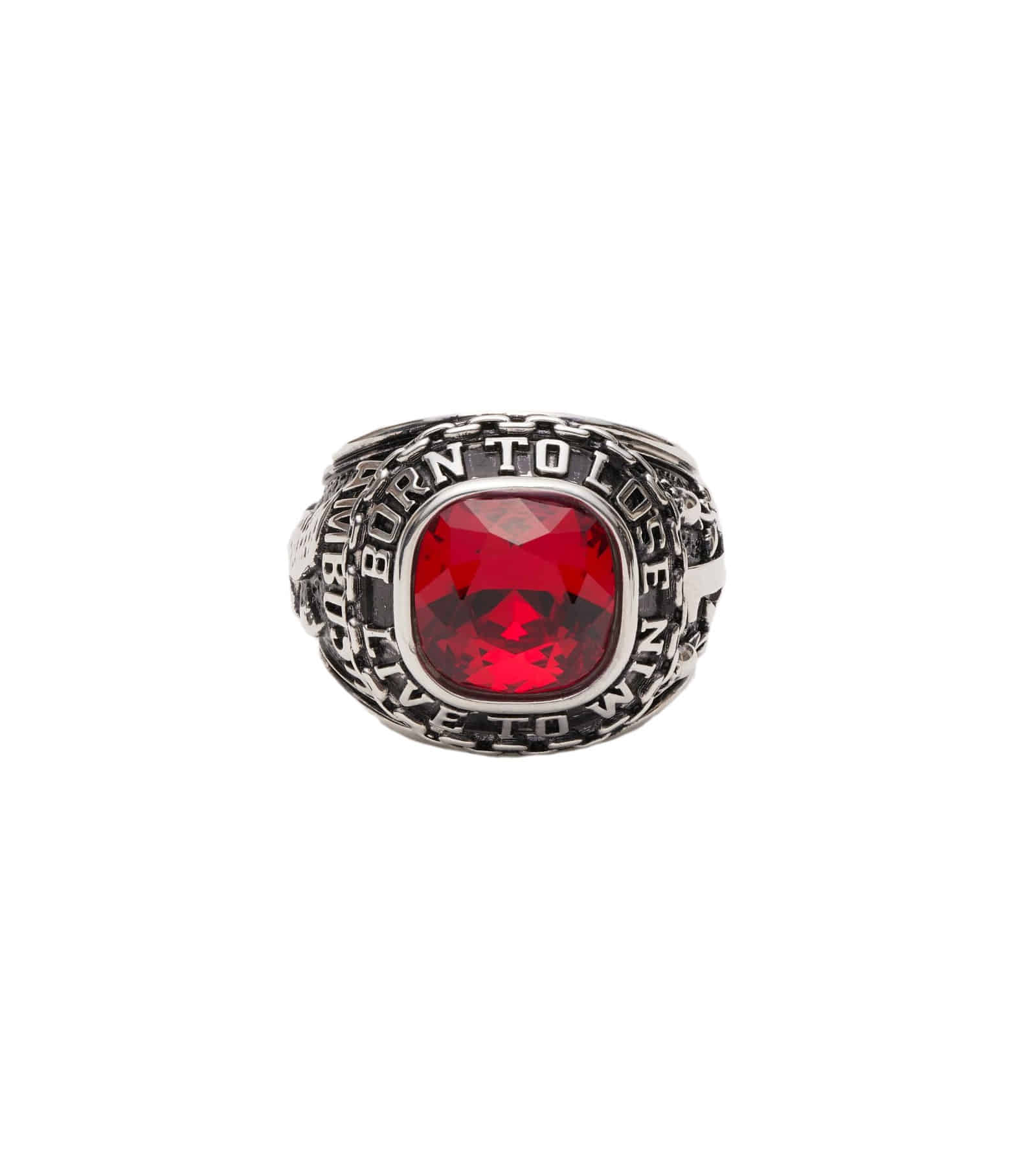 CLASS RING SILVER RED